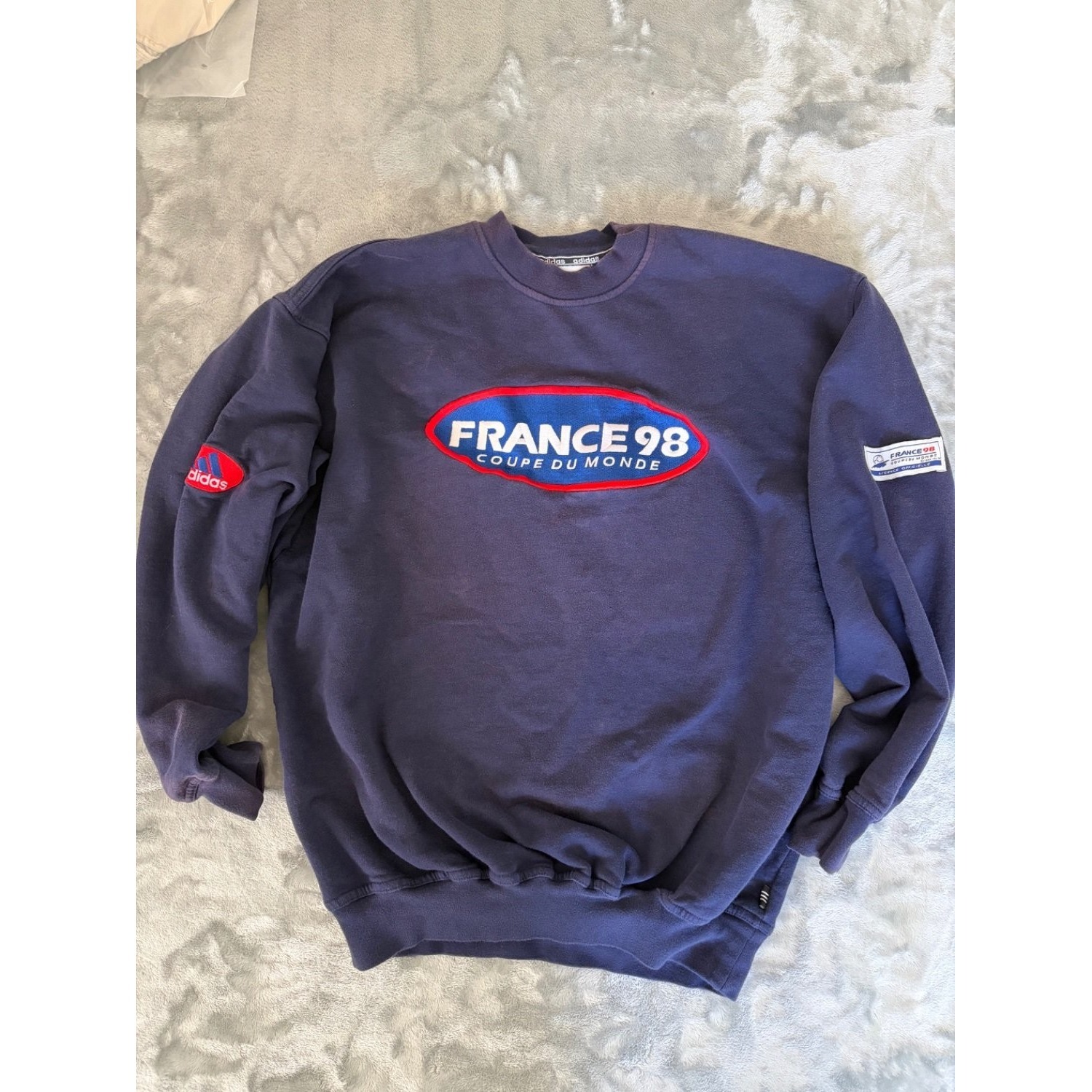 Vintage Adidas France 98 World Cup Coupe Du Monde Crewneck Sweatshirt Navy Men M